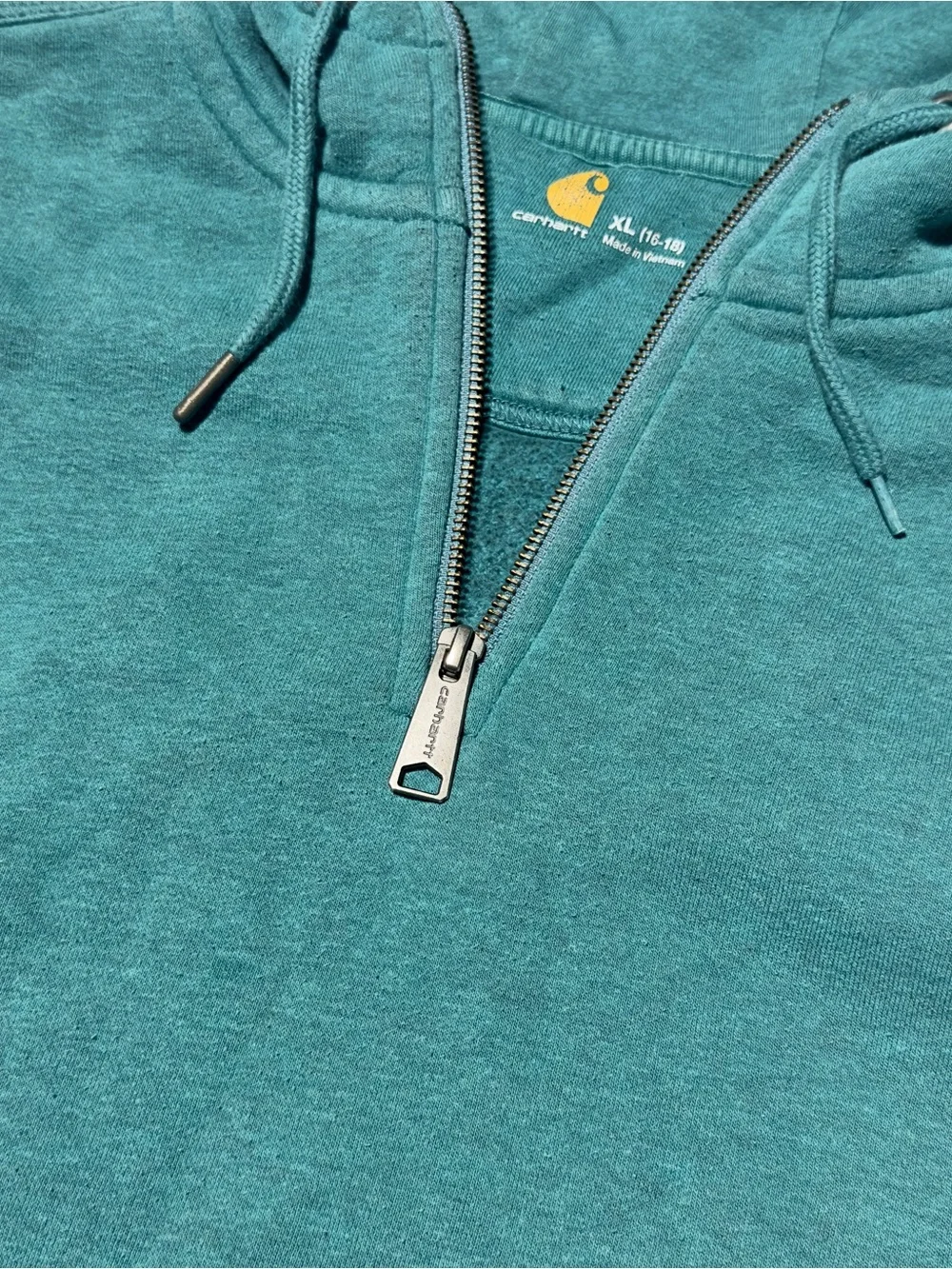 Carhartt Teal Half-Zip Hooded Sweatshirt